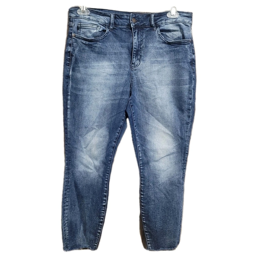 Judy Blue Relaxed Fit Jeans 14Wx25 High Rise Raw Hem Ripped Back Pocket Stretch
